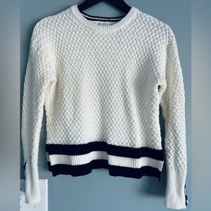 Elegant Cream and Black Knit Sweater